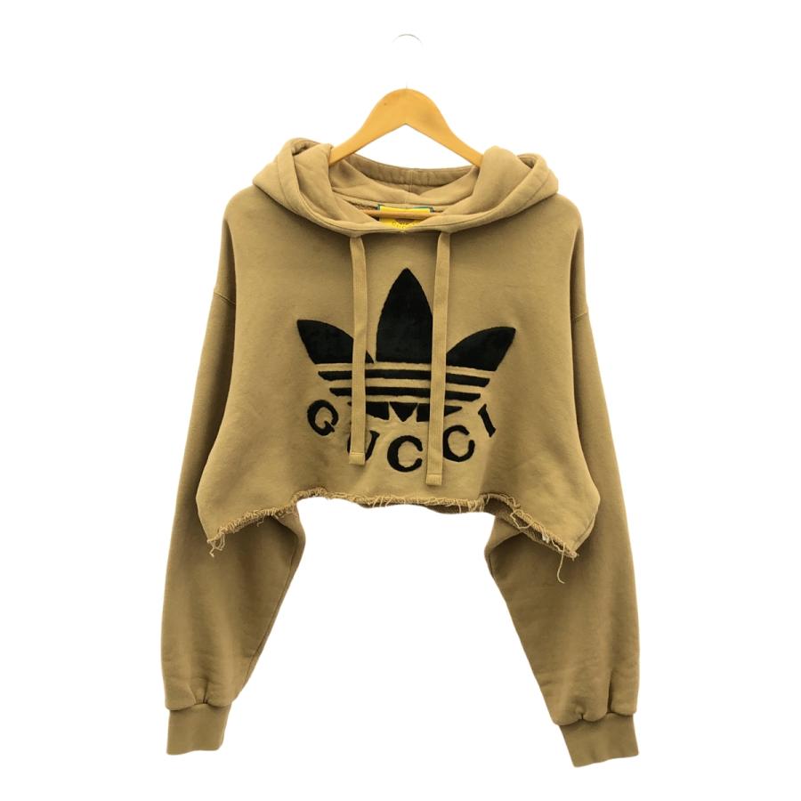 GUCCI - GUCCI / グッチ | ×adidas ロゴ クロップド パーカー | L | ブラウン | レディース GUCCI / グッチ | ×adidas ロゴ クロップド パーカー L ブラウン