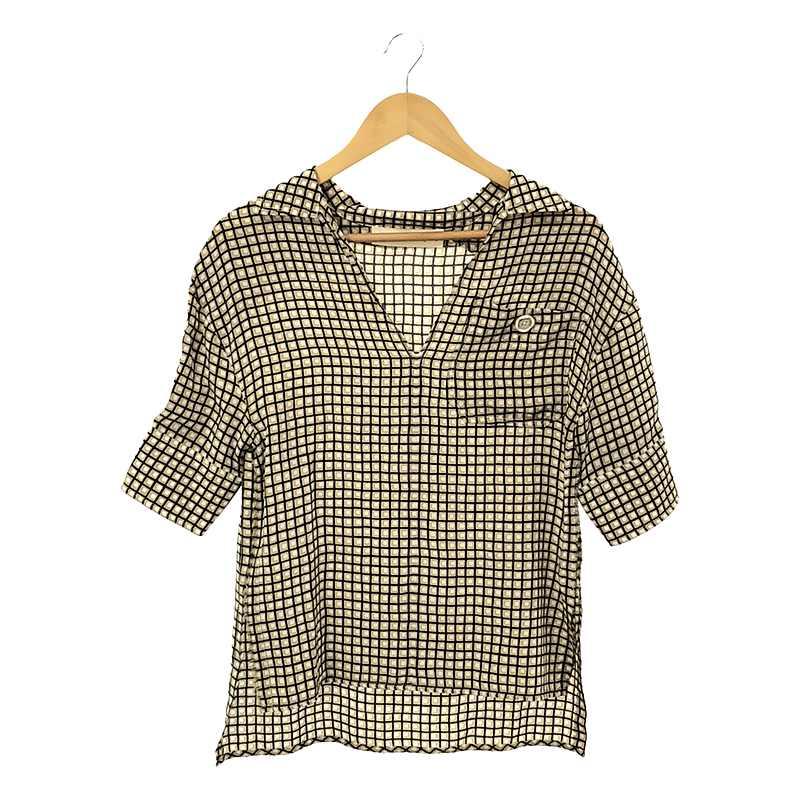 MARNI - MARNI / マルニ | 2020SS | シルク チェック スキッパー 半袖 プルオーバーシャツ | 36 | ベージュ | レディース MARNI / マルニ | 2020SS シルク チェック スキッパー 半袖 プル
