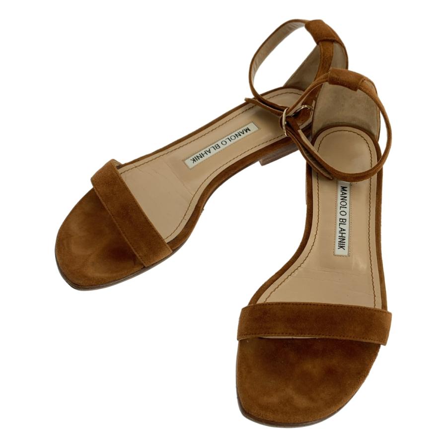 MANOLO BLAHNIK スエード ストラップ サンダル 黒 37.5 MANOLO BLAHNIK（マノロブラニク） スエード ストラップ サンダル