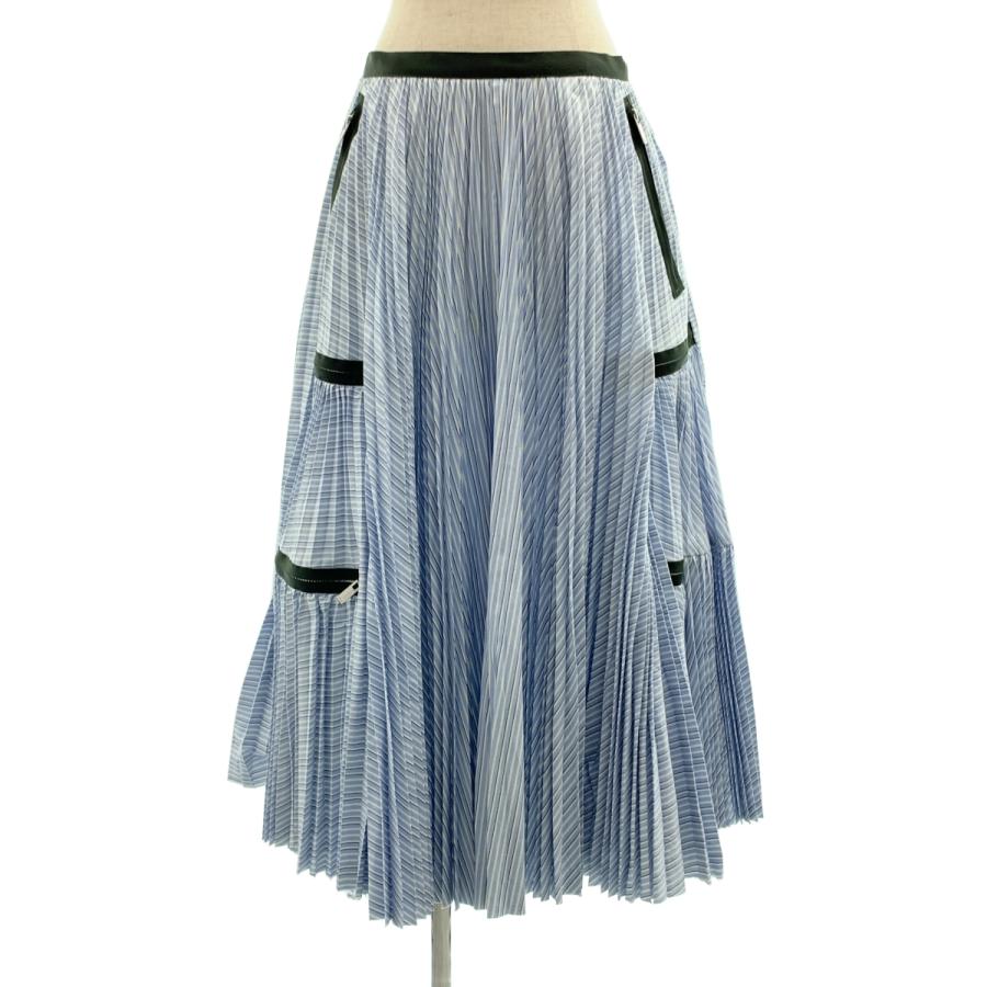 sacai（サカイ） ジップ ストライプ プリーツ カットオフ スカート