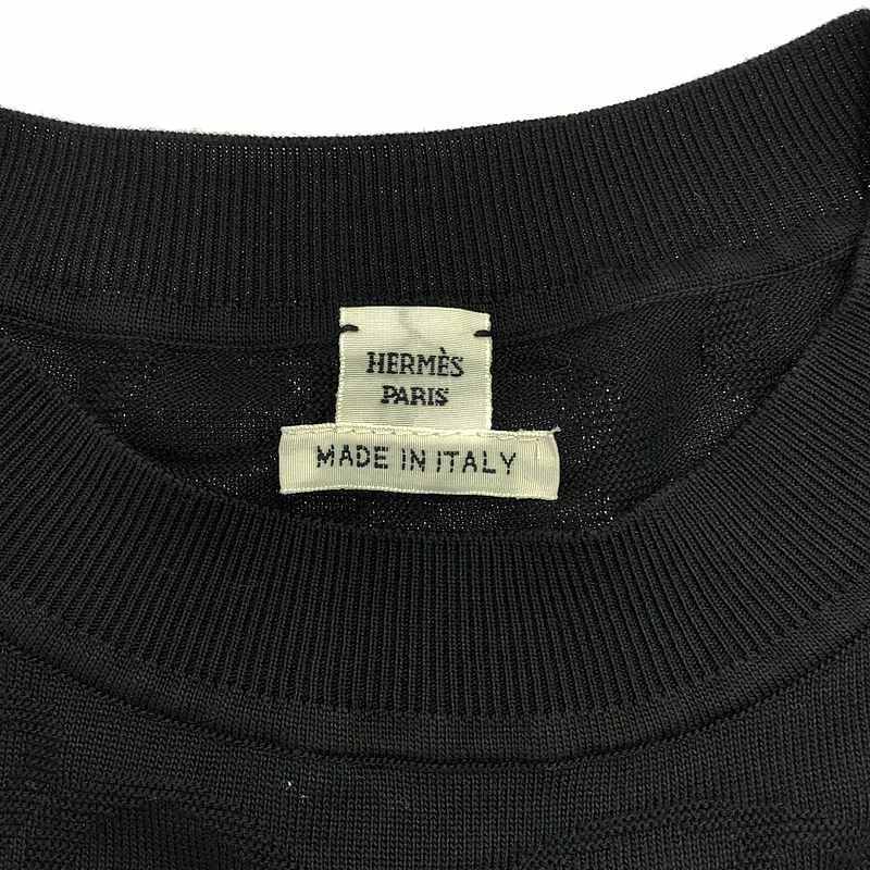 HERMES / エルメス | ナウサ シェーヌ ダンクル 総柄 ニット | 38 | ブラック | レディース HERMES（エルメス） | ナウサ シェーヌ ダンクル 総柄 ニット | 38