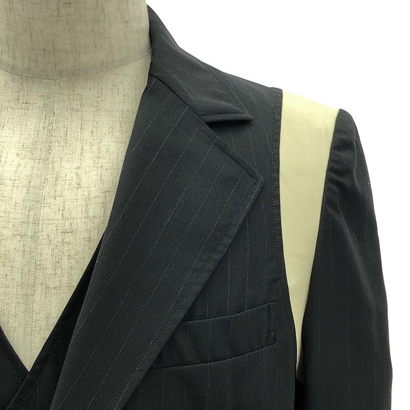 【美品】  MASU / エムエーエスユー | 2022AW | FUTURE LAYERED JACKET / レザー切替 ベストレイヤード ジャケット | 46 | black | メンズ 美品】 MASU / エムエーエスユー | 2022AW FUTURE LAYERED JACKET