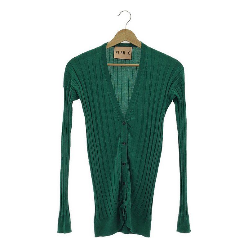 Plan C / プランシー | ウール リブ ニット ガーディガン | 36 | グリーン | レディース Plan C / プランシー | ウール リブ ニット ガーディガン 36