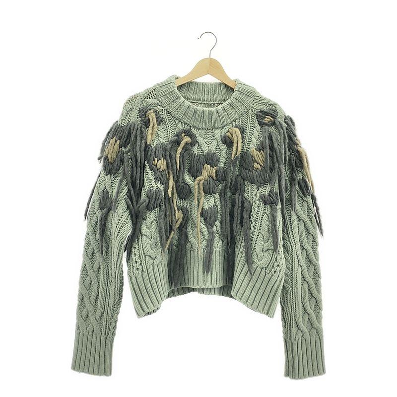 sacai / サカイ | 2022AW | フリンジ ケーブルニット | 2 | グレー | レディース sacai（サカイ） | 2022AW | フリンジ ケーブルニット | 2 | グレー