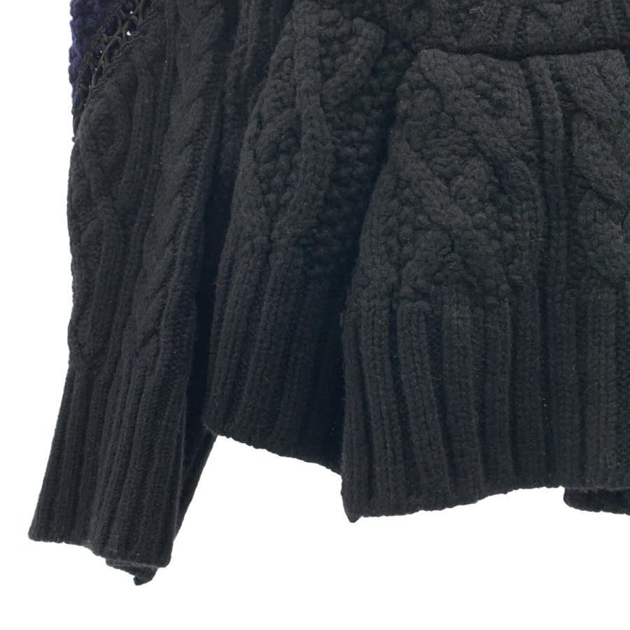sacai / サカイ | ウール ケーブル ニット カーディガン | 2 | ネイビー/ブラック | レディース sacai（サカイ） ウール ケーブル ニット カーディガン : KLD ヤフー