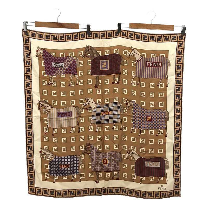 FENDI / フェンディ | ズッカ柄 ホース シルク 総柄 スカーフ | マルチ 