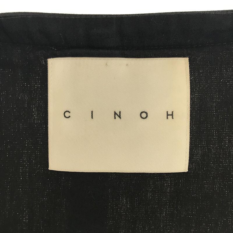 CINOH / チノ | リネンノーカラーロングコート | 36 | ベージュ/ブラック | レディース｜kldclothing｜07