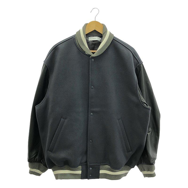Graphpaper / グラフペーパー | SCALE OFF MELTON STADIUM JACKET / レザースリーブ アワードジャケット ブルゾン | 