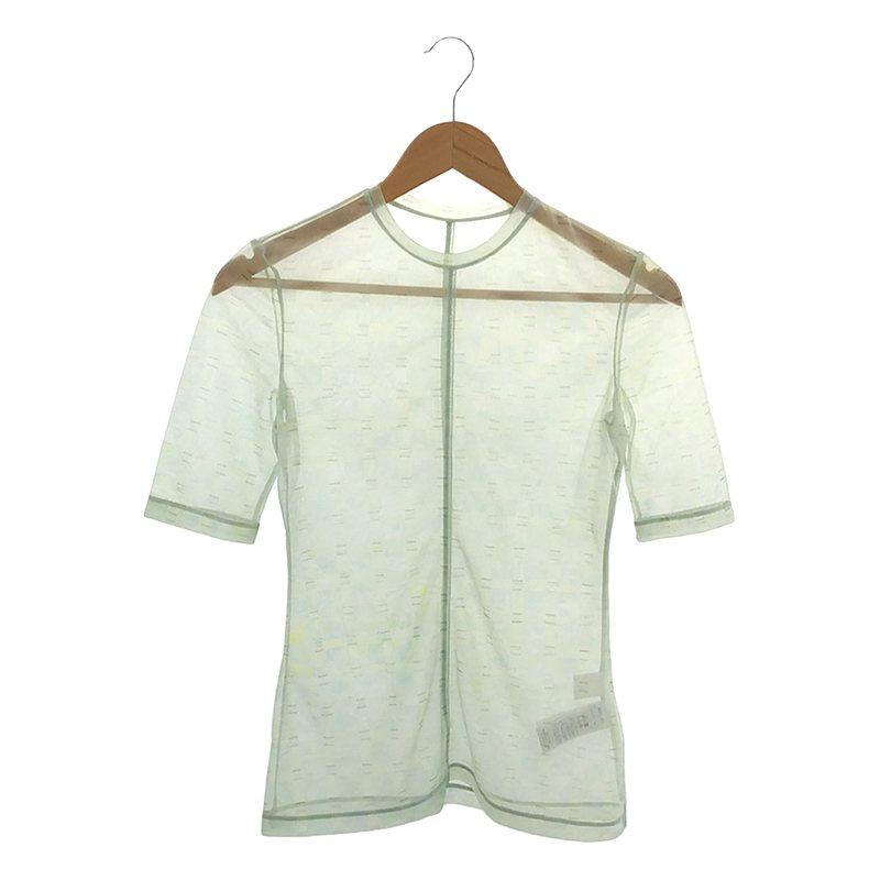 【新品】  Mame Kurogouchi / マメクロゴウチ | 2023SS | Marble Printed Plaid Sheer Crew Neck Top カットソー | 2 | MINT GREEN | レディース 新品】 Mame Kurogouchi / マメクロゴウチ | 2023SS Marble