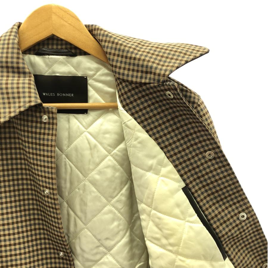 【美品】  WALES BONNER / ウェールズボナー | 2024AW | coming Varsity Jacket コットンレーヨン チェック 中綿 スタジャン | S | ブラウン / ベージュ / オフホワイト / レッド | メンズ 美品】 WALES BONNER / ウェールズボナー | 2024AW Homecoming Varsity