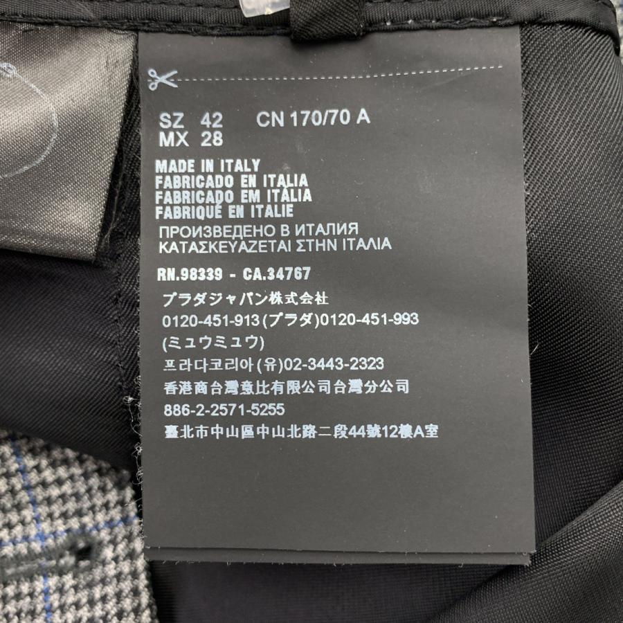 PRADA（プラダ） ウール 千鳥格子 ペイントデザイン ワイドスラックス