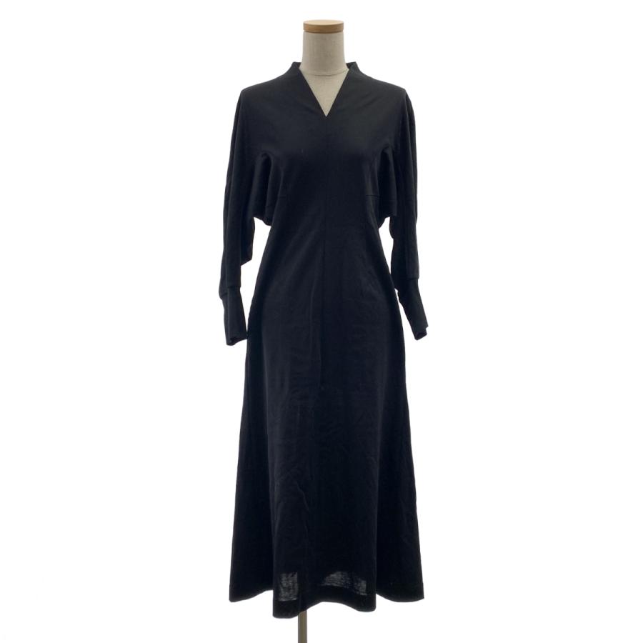 MAME KUROGOUCHIブラック Vネック ワンピース 長袖 Mame Kurogouchi / マメクロゴウチ V-Neck Classic Cotton Dress