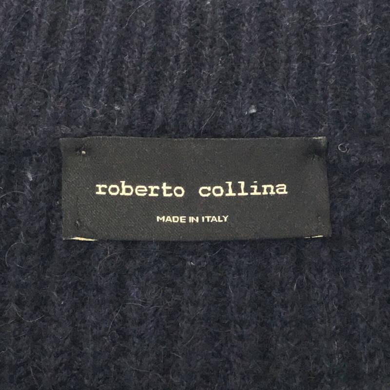 ROBERTO COLLINA / ロベルトコリーナ | ベビーキャメル混紡 クルーネック 畦編みニット セーター | S | ネイビー｜kldclothing｜05