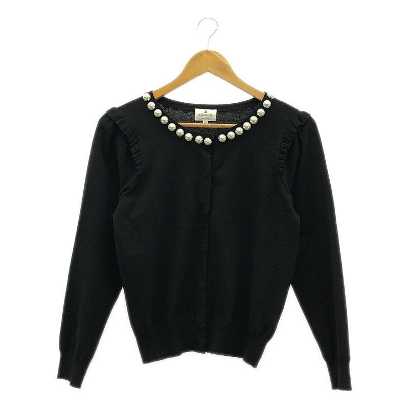 新品タグ付き！ランバンオンブルー刺繍パールカーディガン 38 LANVIN（ランバン） | en Bleu / パール ニットカーディガン | 38