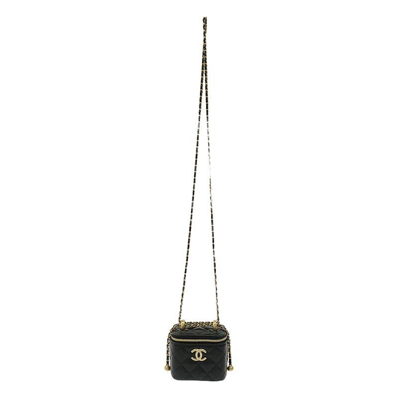 【美品】  CHANEL / シャネル | AP2292 ココマーク マトラッセ ラムスキン バニティ チェーン ポーチ ショルダーバッグ 32番台 | ブラック / ゴールド | レディース CHANEL（シャネル） 【美品】 | AP2292 ココマーク マトラッセ