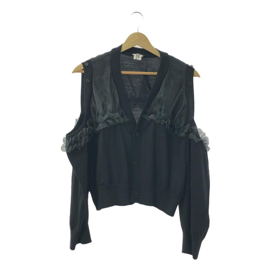 noir kei ninomiya / ノワールケイニノミヤ | 2024AW | チュール フリル 装飾 カットアウト ニット カーディガン | S | ブラック | レディース noir kei ninomiya / ノワールケイニノミヤ | 2024AW | チュール