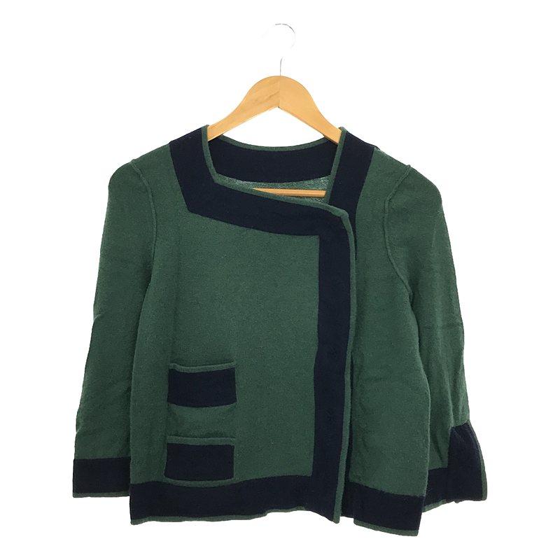 Zhor&Nema / ゾー&ネマ | カシミヤ混紡 ビッグスナップ ニットカーディガン | グリーン | レディース Zhor&Nema / ゾー&ネマ | カシミヤ混紡 ビッグスナップ ニット