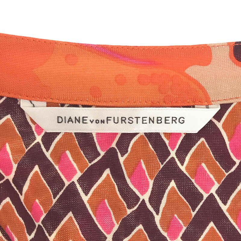 DIANE VON FURSTENBERG / ダイアンフォンファステンバーグ | 半袖 総柄ガウン | 4 | オレンジ / マルチカラー | レディース｜kldclothing｜05