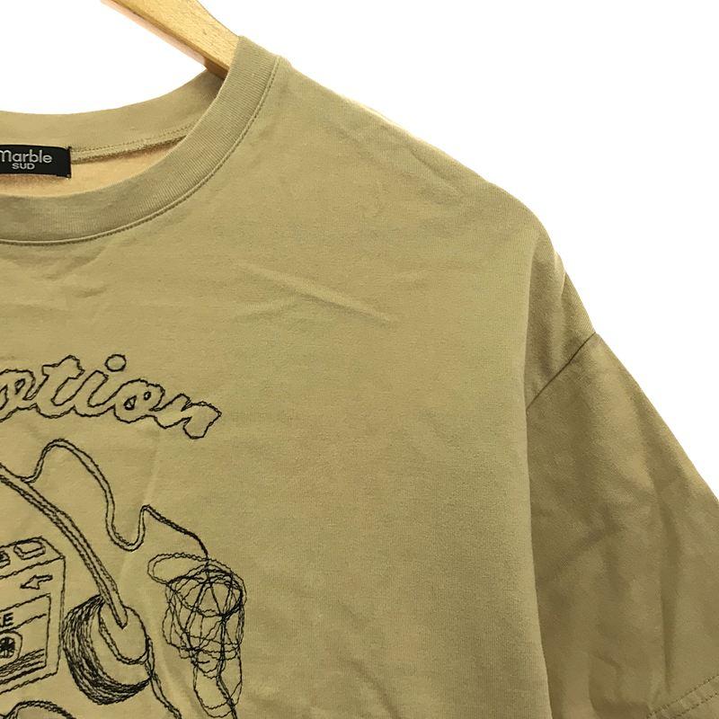 Marble SUD クリーム色 Tシャツ marble SUD / マーブルシュッド | ステッチワーク クルーネック