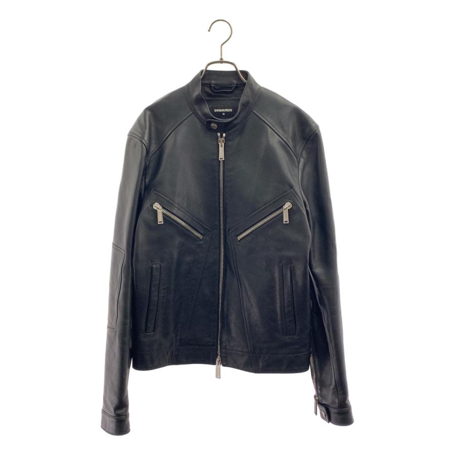 DSQUARED2 ブラックシングルライダース DSQUARED2（ディースクエアード） レザー シングル ライダース