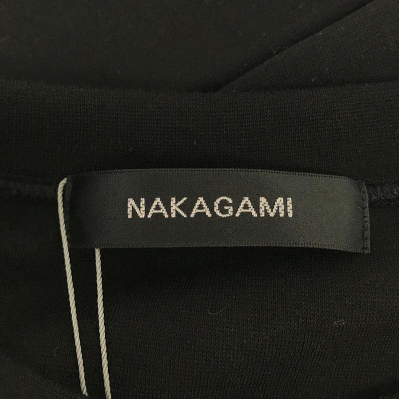 【新品】  NAKAGAMI / ナカガミ | 2022AW | セットアップワンピース  ショート丈 クルーネック 切替 ロング フレア スカート | F | black | レディースの画像