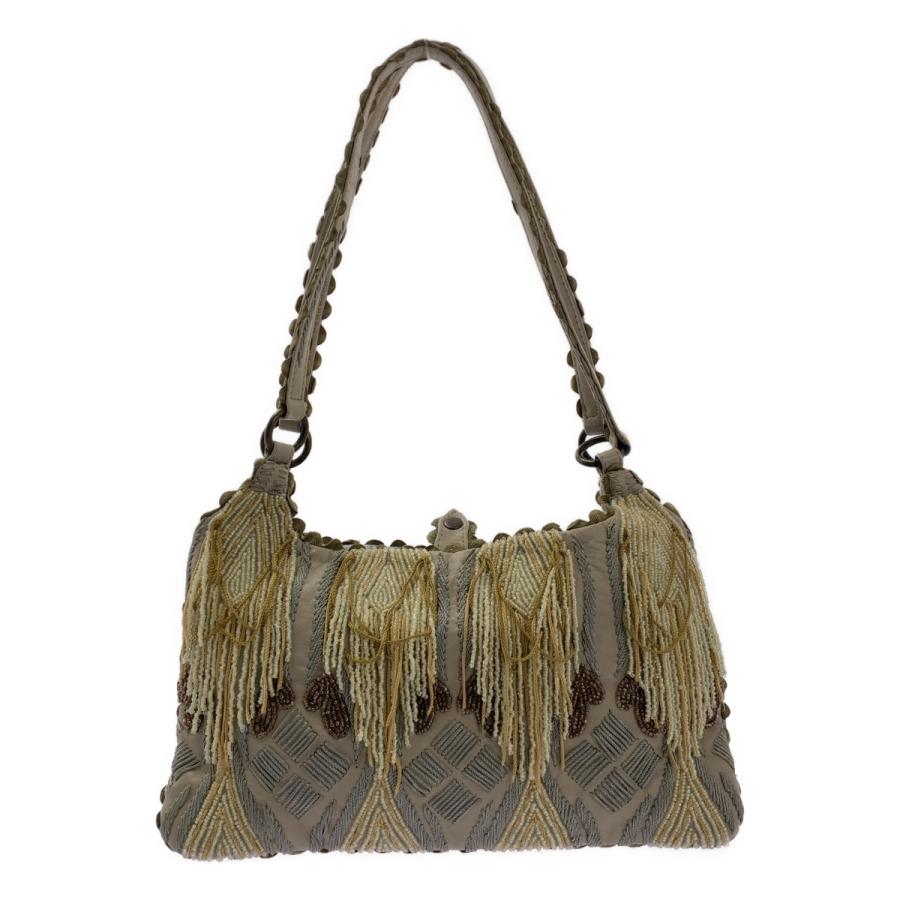 Jamin Puech / ウッドパーツ/スパンコール/ハンドバッグ/レザー/GRN/総柄 Jamin Puech◇ウッドパーツ/スパンコール/ハンドバッグ/レザー/GRN/総