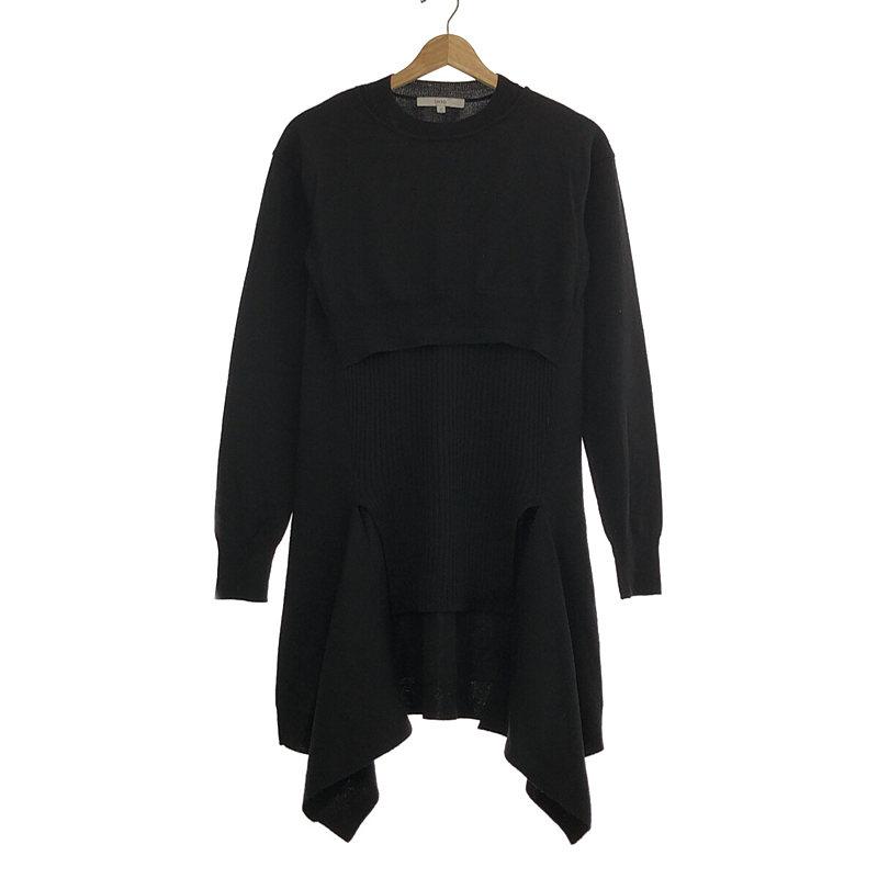 UN3D. ミックスボーダータートルニットワンピース ブラック アンスリード UN3D.（アンスリード）の「MIX BORDER TURTLE KT OP / ミックス