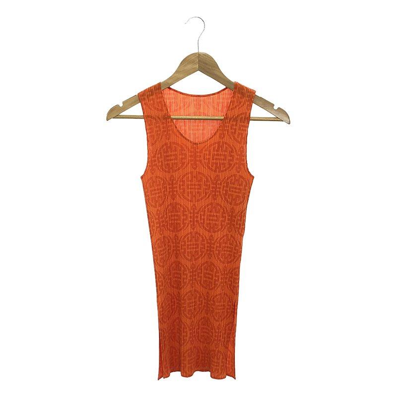 イッセイミヤケ　プリーツプリーズ　ノースリーブ オレンジ　03 ISSEY MIYAKE PLEATS PLEASE タンクトップ ノースリーブ