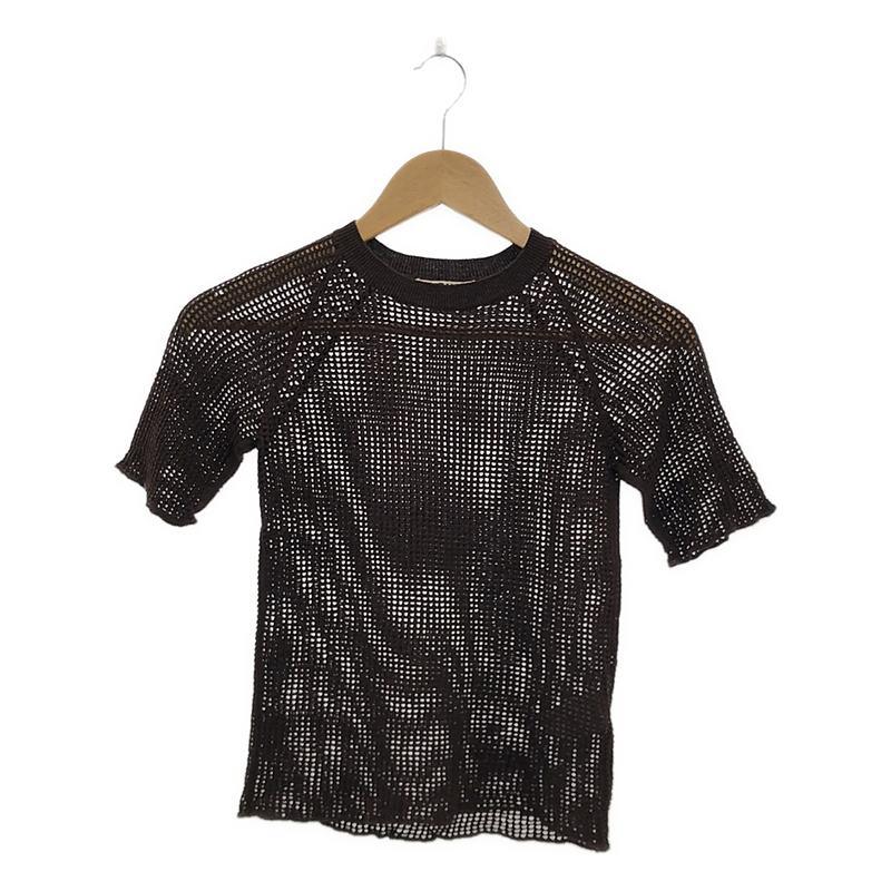 AURALEE - AURALEE / オーラリー | 2021SS | SUPER HARD TWIST LINEN MESH KNIT TEE メッシュニット | 0 | ダークブラウン | レディース AURALEE / オーラリー | 2021SS SUPER HARD TWIST LINEN MESH
