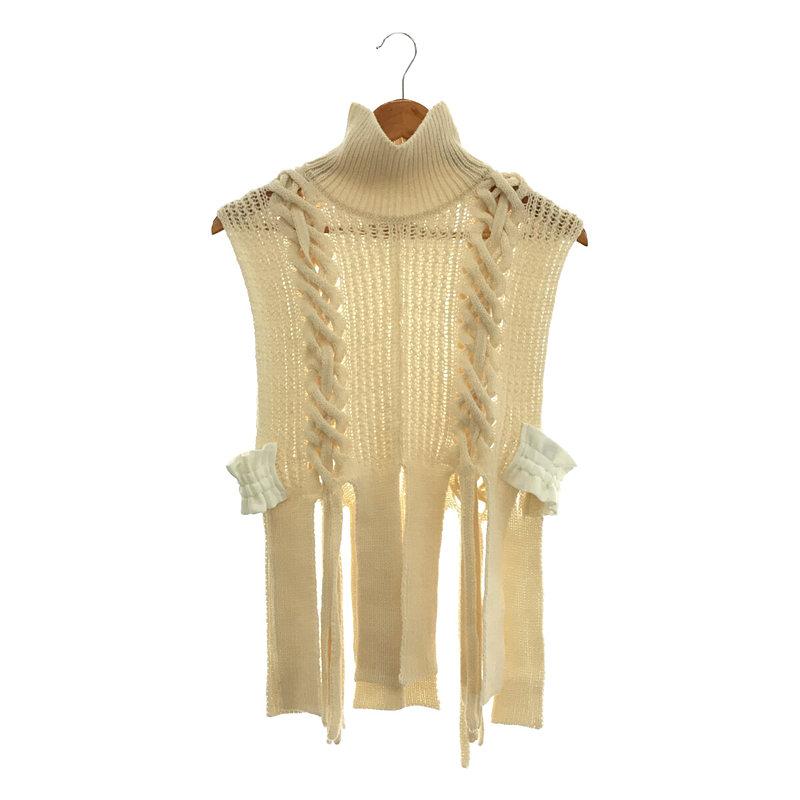 美品】 malamute | 2022AW braid slit poncho ウール ケーブル ニット 