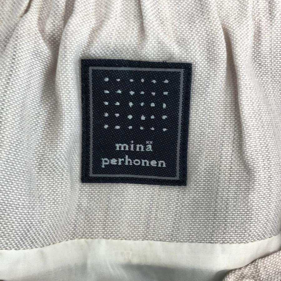 mina perhonenコーデュロイ フレアスカート ネイビーと赤のドット柄 麻