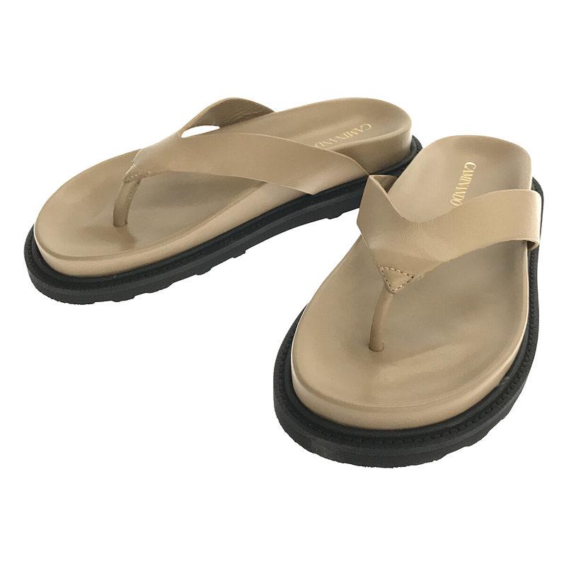 【美品】 CAMINANDO / カミナンド | THONG SLIDES トング スライド レザー ビーチ サンダル 箱付き | 8 | ベージュ  | レディース :96s9k1x8b6mv:KLD ヤフーショッピング店 - 通販 - Yahoo!ショッピング