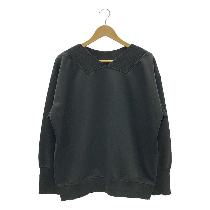 【美品】  Re:poris / レポリス | Fav sleeve sweat 2Way サイドジップ オーバーサイズ スウェット | S | ブラック | レディース 美品】 Re:poris / レポリス | Fav sleeve sweat 2Way サイド