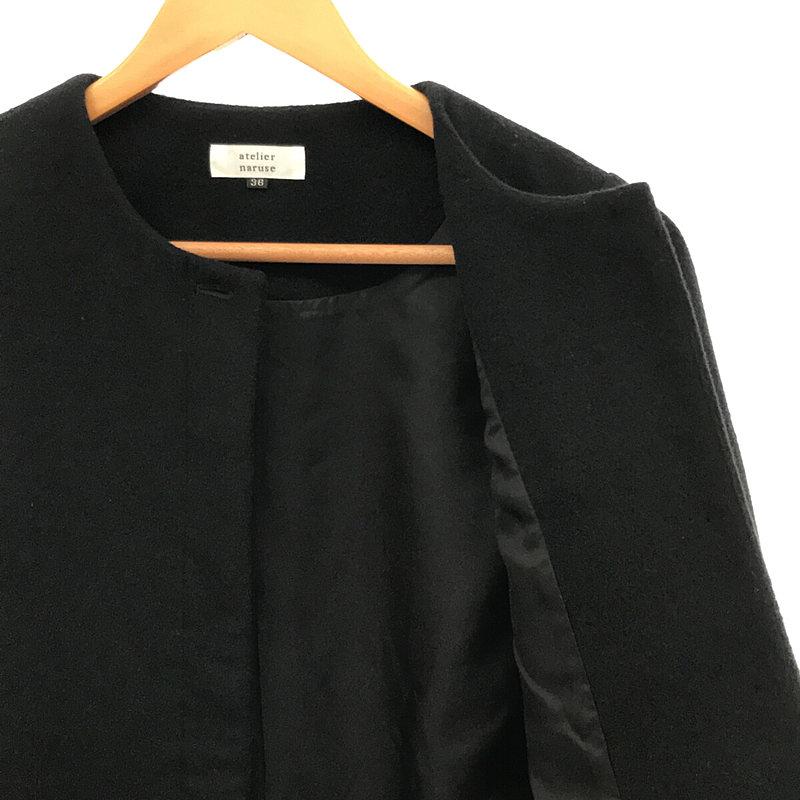 【新品】  atelier naruse / アトリエナルセ | 2021SS | beaver wool no collar jacket ビーバー ウール ノーカラー ジャケット | 36 | black | レディース｜kldclothing｜04