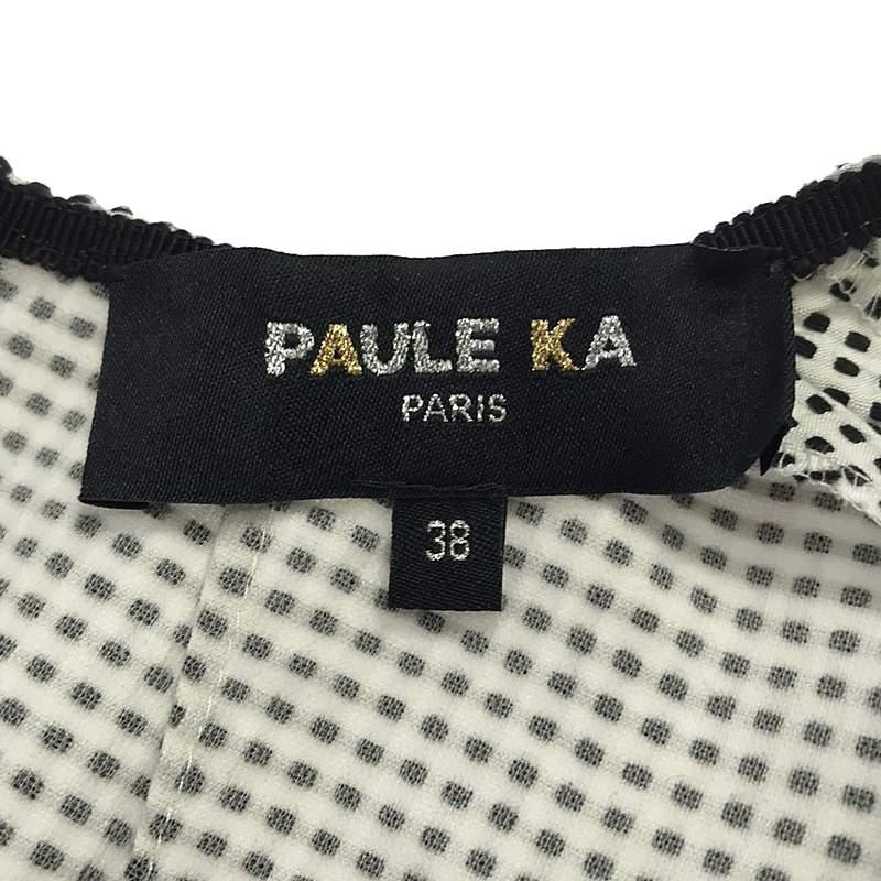 PAULE KA / ポールカ | 総柄 刺しゅう バイカラー ノースリーブワンピース | 38 | ホワイト / ブラック | レディース｜kldclothing｜05