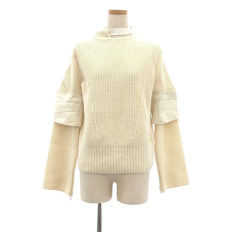 sacai / サカイ | アシンメトリーネック ワッフルニット 2 アイボリー 