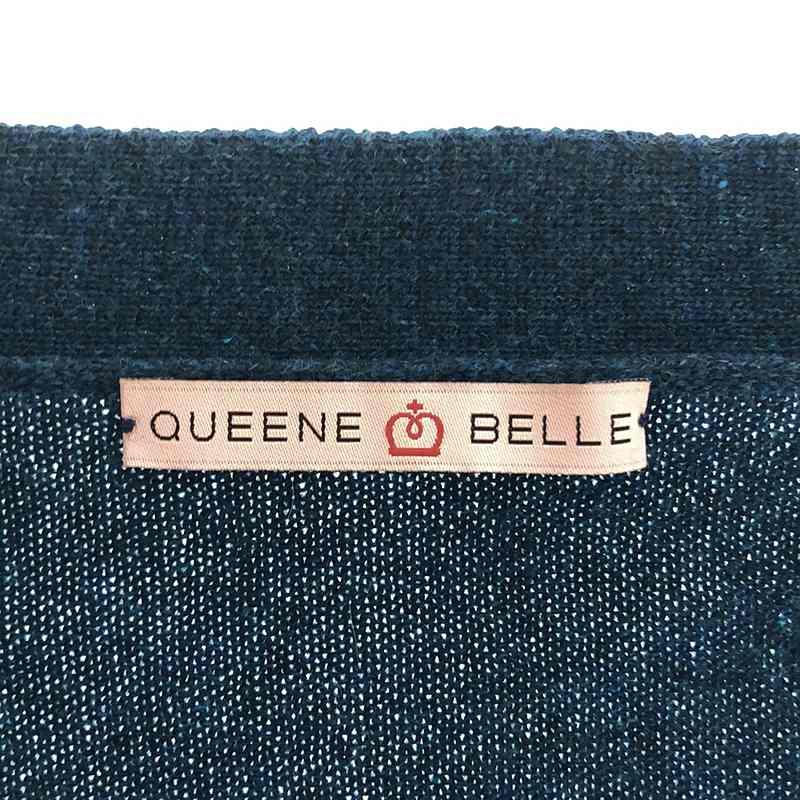 QUEENE and BELLE / クイーンアンドベル | DeuxiemeClasse取扱 シェルボタン スター柄  Vネックロングカーディガン | ブルー | レディース QUEENE AND BELLE（クイーンアンドベル） | DeuxiemeClasse取扱 シェル