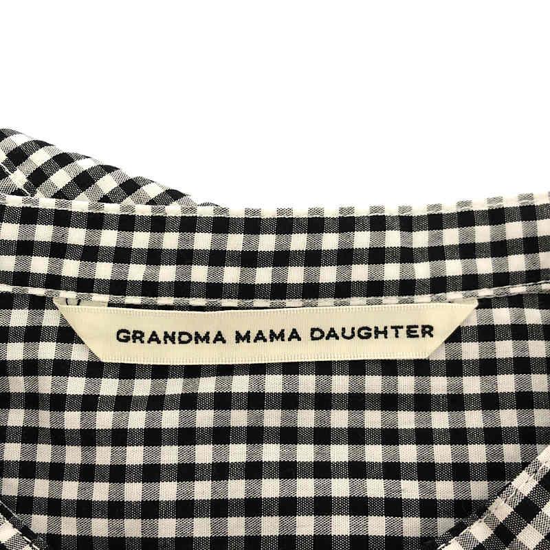 【新品】  grandma MAMA daughter / グランマママドーター | ギンガムチェック バンドカラーシャツ | 1 | ホワイト / ブラック｜kldclothing｜05