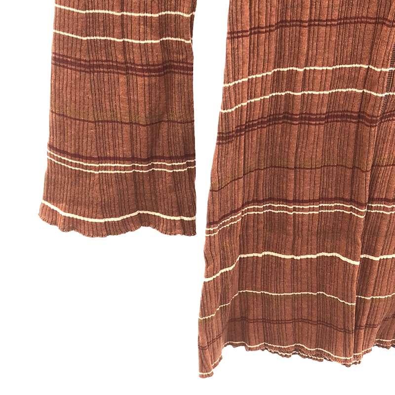 【新品】  Mame Kurogouchi / マメクロゴウチ | 2023SS | Random Ribbed Plaid Knitted Dress With Choker ニットドレス | 2 | BROWN | レディース 新品】 Mame Kurogouchi / マメクロゴウチ | 2023SS Random Ribbed