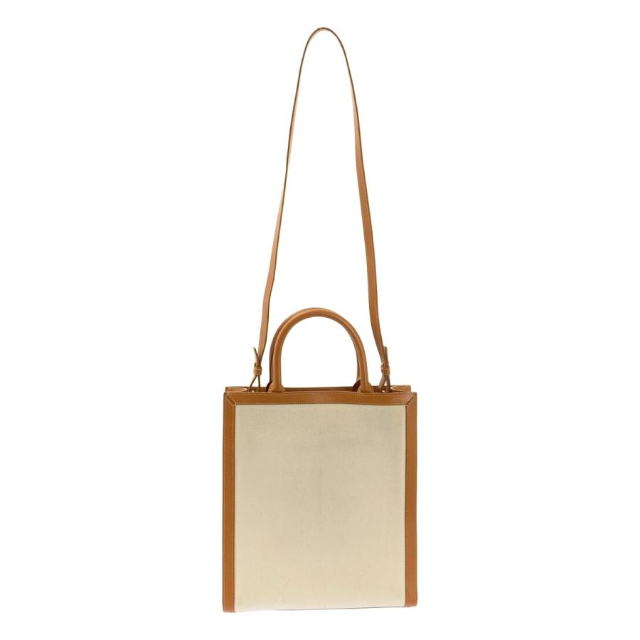 CELINE / セリーヌ | スモール バーティカル カバ レザー キャンバス ショルダーバッグ/ 192082BNZ | ブラウン/オフホワイト | レディース CELINE（セリーヌ） スモール バーティカル カバ レザー キャンバス