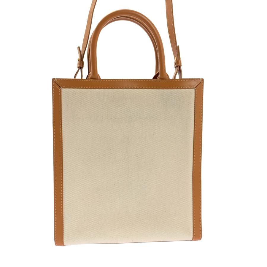 CELINE / セリーヌ | スモール バーティカル カバ レザー キャンバス ショルダーバッグ/ 192082BNZ | ブラウン/オフホワイト | レディース CELINE（セリーヌ） スモール バーティカル カバ レザー キャンバス