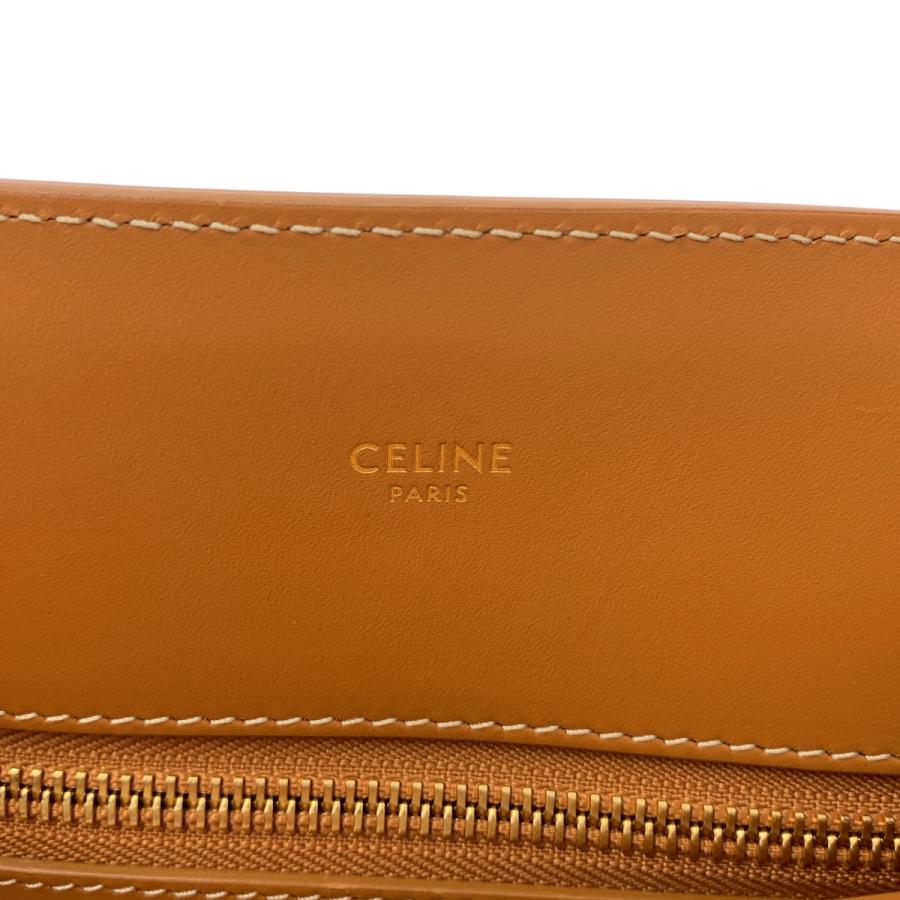 CELINE / セリーヌ | スモール バーティカル カバ レザー キャンバス ショルダーバッグ/ 192082BNZ | ブラウン/オフホワイト | レディース CELINE（セリーヌ） スモール バーティカル カバ レザー キャンバス
