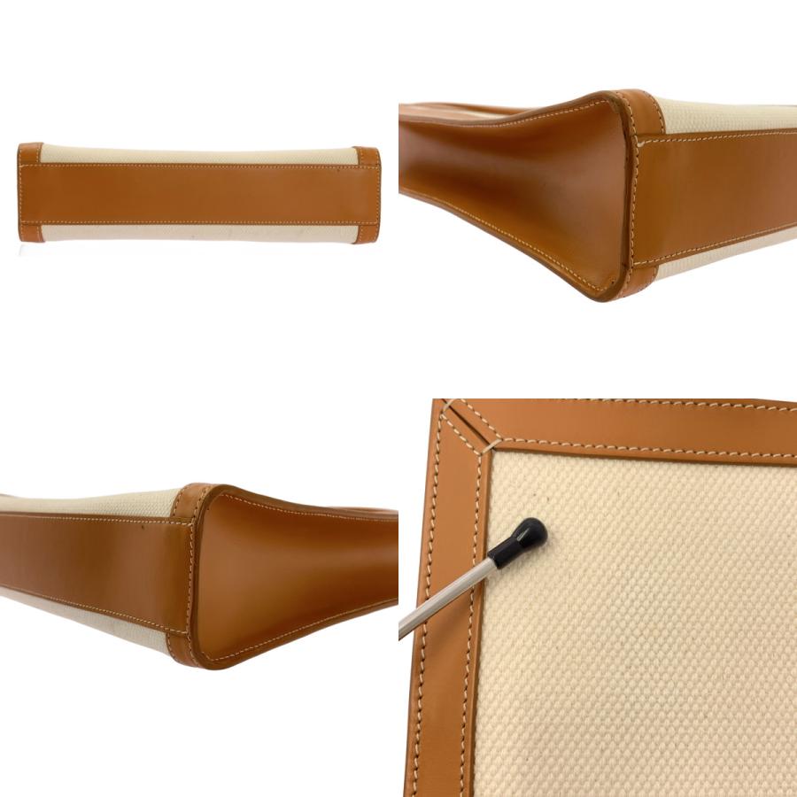 CELINE / セリーヌ | スモール バーティカル カバ レザー キャンバス ショルダーバッグ/ 192082BNZ | ブラウン/オフホワイト | レディース CELINE（セリーヌ） スモール バーティカル カバ レザー キャンバス