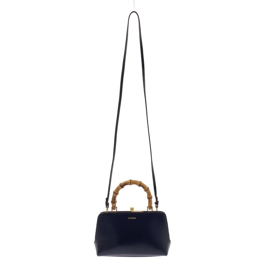 【美品】  JIL SANDER / ジルサンダー | GOJI BAMBOO ゴジ バンブー / ミニ レザー 2WAY ショルダー バッグ | ブラック | レディース JIL SANDER（ジルサンダー） GOJI BAMBOO ゴジ バンブー / ミニ レザー