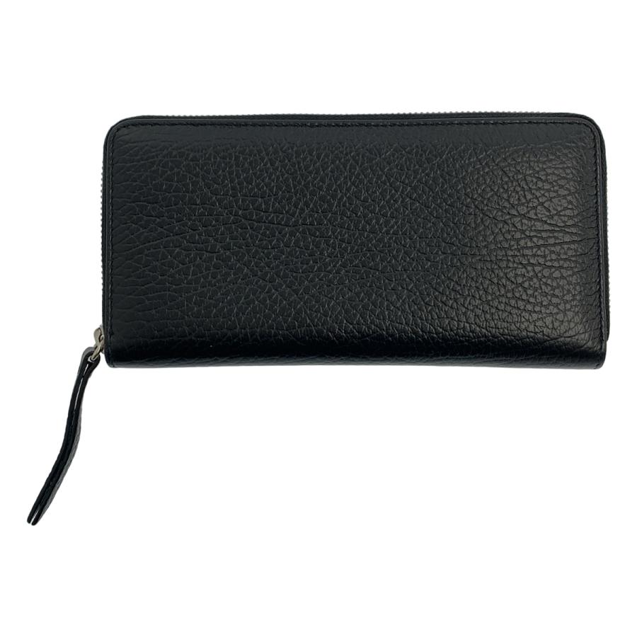 【美品】  Maison Margiela / メゾンマルジェラ | グレイニーレザー ジップアラウンド ウォレット 長財布 ユニセックス | ブラック | レディース Maison Margiela（メゾンマルジェラ） グレイニーレザー ジップ