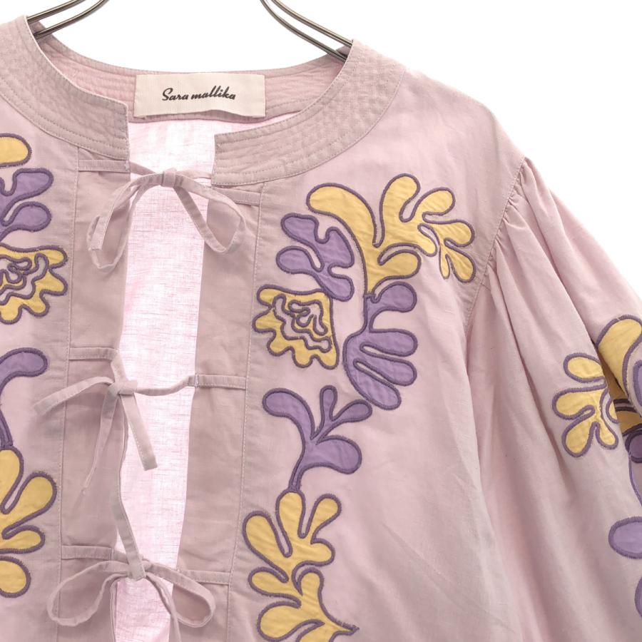 sara mallika / サラマリカ Cotton Linen Patchwork Embroidery Top