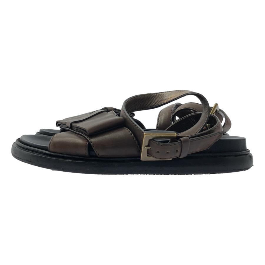 【美品】 MARNI マルニ レザー アンクルストラップ サンダル ベージュ×黒 MARNI（マルニ） アンクルストラップ リボン レザーサンダル : KLD