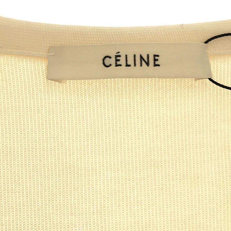 【新品】  CELINE / セリーヌ | フィービー期 胸ポケット Vネック ニット | S | オフホワイト | レディース CELINE（セリーヌ） 【新品】 | フィービー期 胸ポケット Vネック