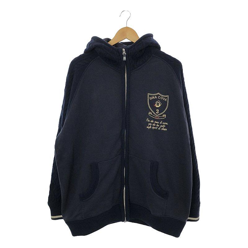 SINA COVA / シナコバ | ロゴ刺しゅう ニットドッキング ジップアップ 