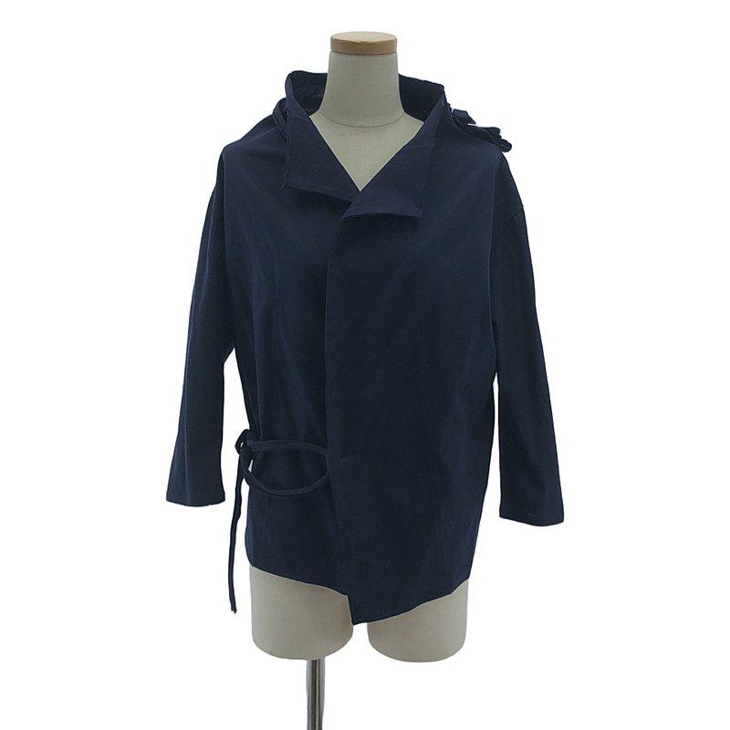 Yohji Yamamoto FEMME / ヨウジヤマモトファム | 2003SS | リボン 装飾 ボタンレス ノーカラー カーディガン | 3 | ネイビー | レディース Yohji Yamamoto FEMME / ヨウジヤマモトファム | 2003SS リボン 装飾
